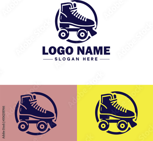 Roller skate icon Rollerblade Inline skate Quad skate flat logo sign symbol editable vector