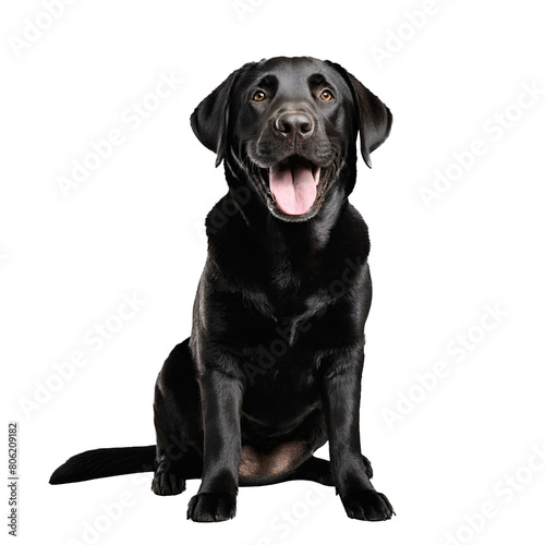 black labrador retreiver dog sitting isolated transparent