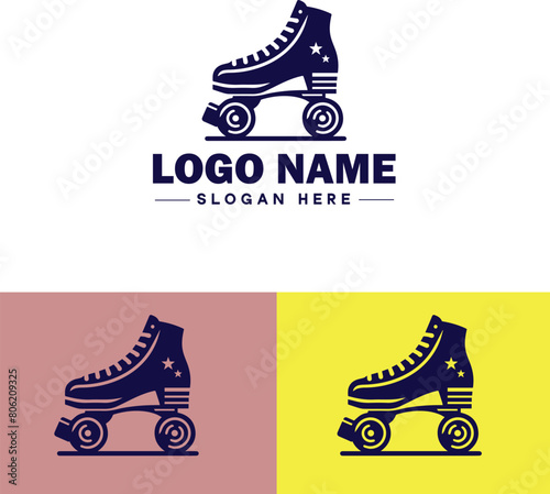 Roller skate icon Rollerblade Inline skate Quad skate flat logo sign symbol editable vector