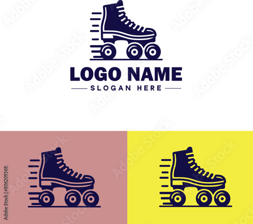 Roller skate icon Rollerblade Inline skate Quad skate flat logo sign symbol editable vector