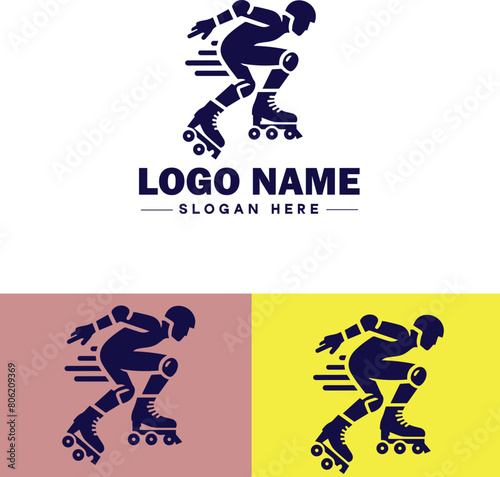 Roller skate icon Rollerblade Inline skate Quad skate flat logo sign symbol editable vector