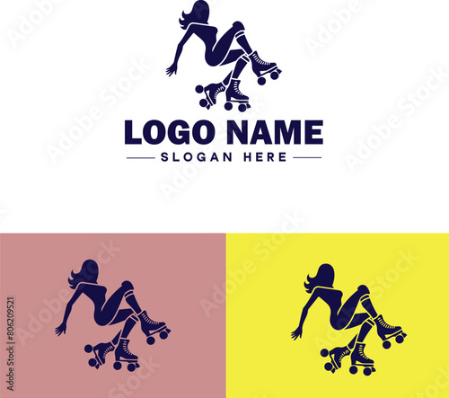 Roller skate icon Rollerblade Inline skate Quad skate flat logo sign symbol editable vector