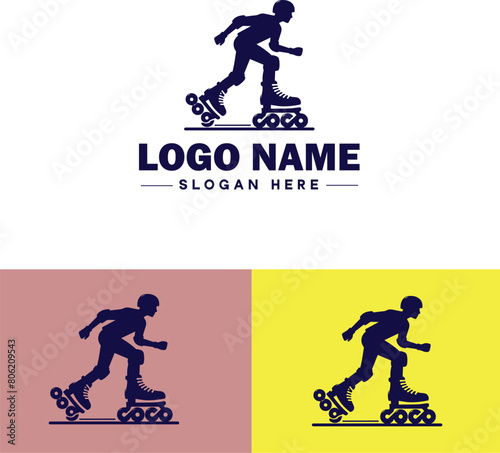 Roller skate icon Rollerblade Inline skate Quad skate flat logo sign symbol editable vector