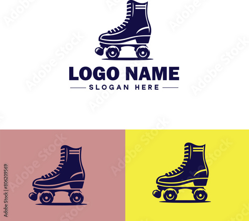 Roller skate icon Rollerblade Inline skate Quad skate flat logo sign symbol editable vector