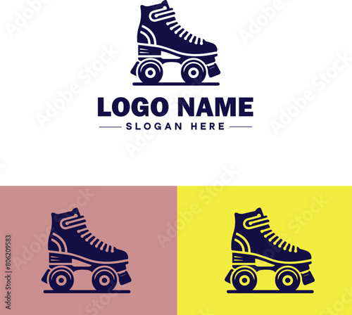 Roller skate icon Rollerblade Inline skate Quad skate flat logo sign symbol editable vector