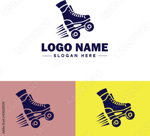 Roller skate icon Rollerblade Inline skate Quad skate flat logo sign symbol editable vector