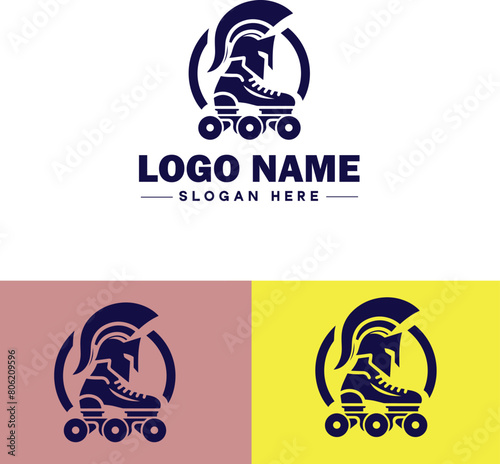 Roller skate icon Rollerblade Inline skate Quad skate flat logo sign symbol editable vector