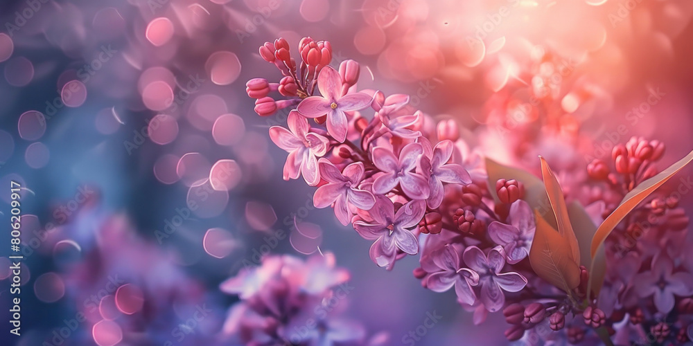 Lavender blossoms in front of a soft, dreamy bokeh background, creating a serene and tranquil scene Lavender blossoms in front of a soft, dreamy bokeh background, creating a serene and tranquil scene