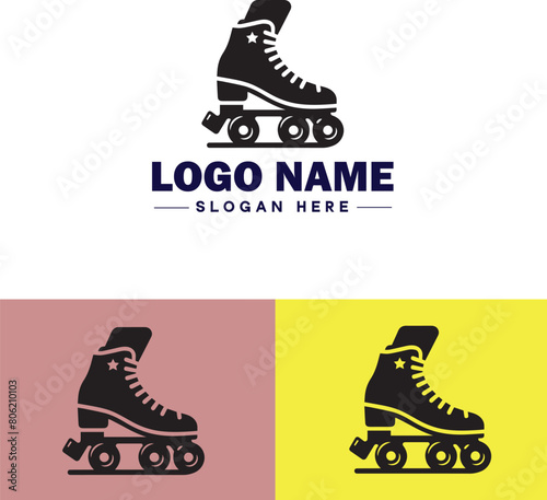 Roller skate icon Rollerblade Inline skate Quad skate flat logo sign symbol editable vector