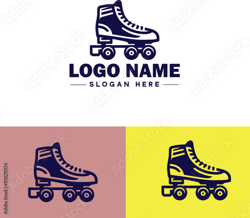 Roller skate icon Rollerblade Inline skate Quad skate flat logo sign symbol editable vector