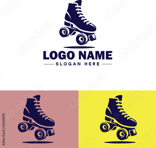 Roller skate icon Rollerblade Inline skate Quad skate flat logo sign symbol editable vector