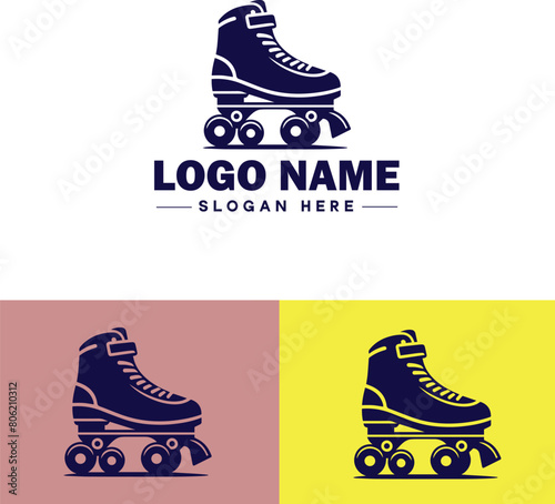 Roller skate icon Rollerblade Inline skate Quad skate flat logo sign symbol editable vector