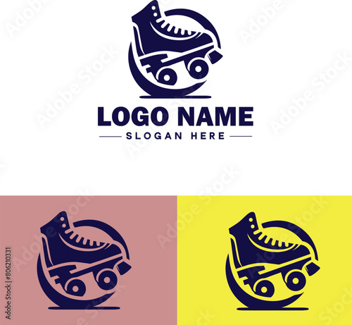 Roller skate icon Rollerblade Inline skate Quad skate flat logo sign symbol editable vector