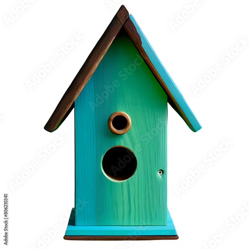 A handcrafted birdhouse made from natural woods and painted in bright colors Transparent Background Images 