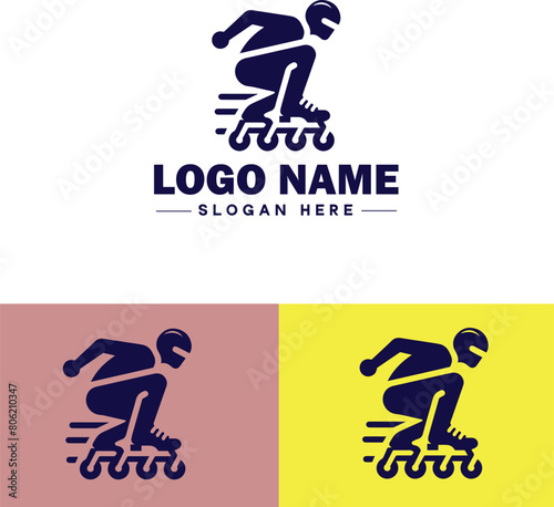 Roller skate icon Rollerblade Inline skate Quad skate flat logo sign symbol editable vector