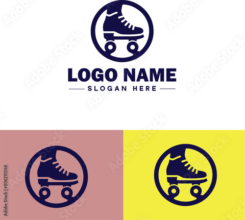Roller skate icon Rollerblade Inline skate Quad skate flat logo sign symbol editable vector