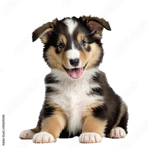 collie dog puppy portrait isolated transparent