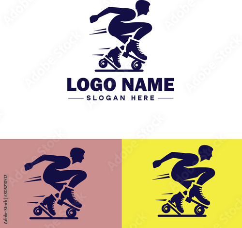 Roller skate icon Rollerblade Inline skate Quad skate flat logo sign symbol editable vector