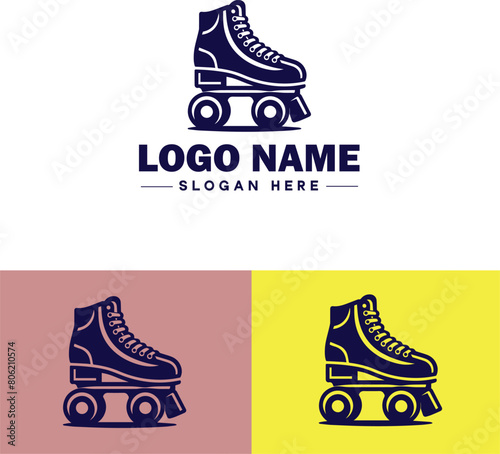 Roller skate icon Rollerblade Inline skate Quad skate flat logo sign symbol editable vector