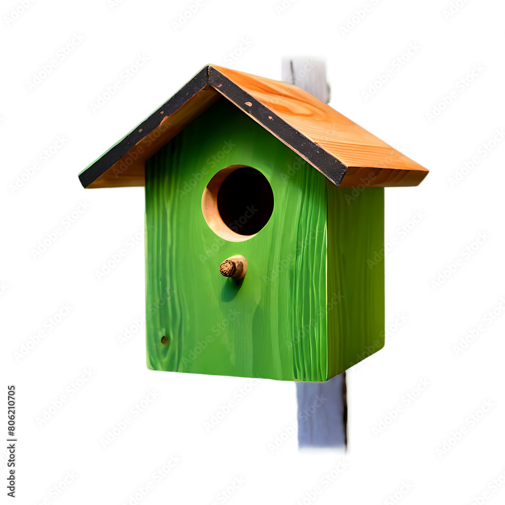 A handcrafted birdhouse made from natural woods and painted in bright colors Transparent Background Images 