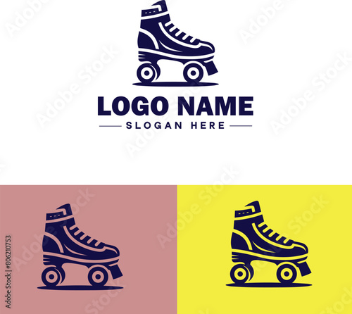 Roller skate icon Rollerblade Inline skate Quad skate flat logo sign symbol editable vector