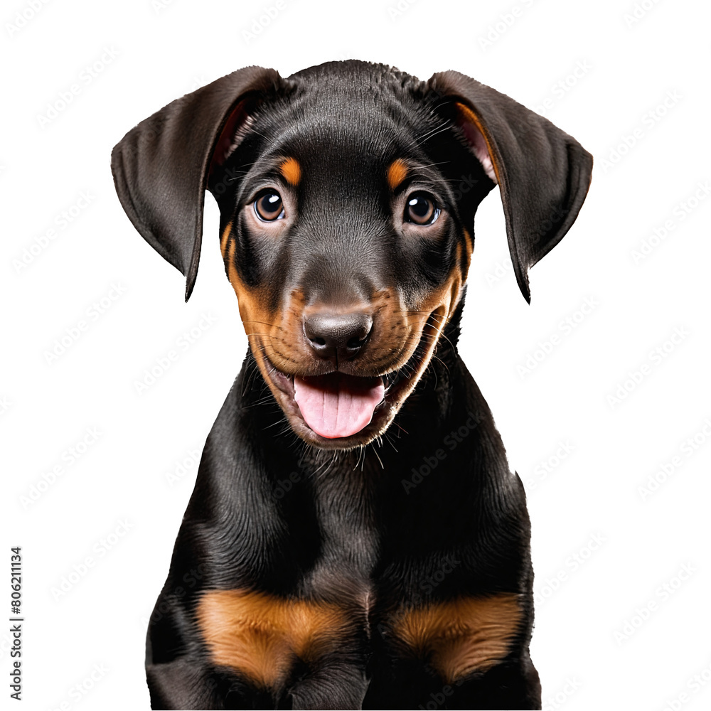 dobermann dog puppy portrait isolated transparent