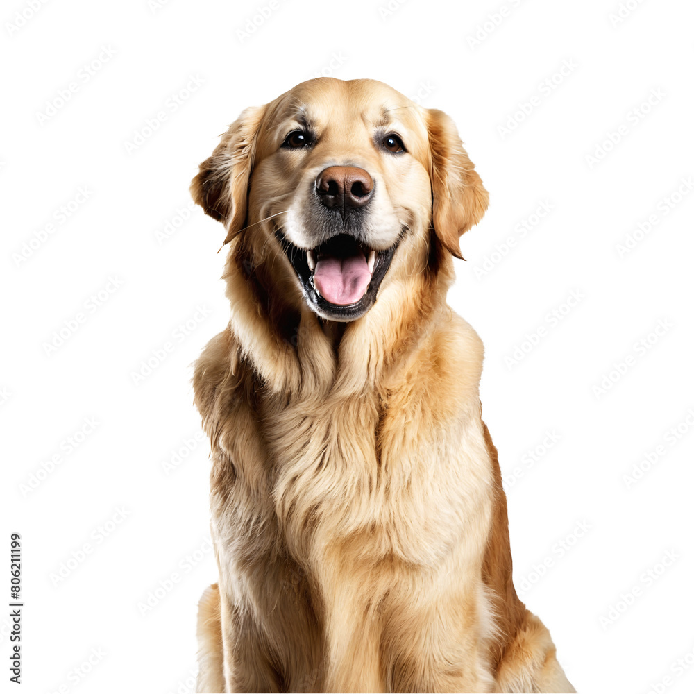 golden retriever dog jumping and running isolated transparent