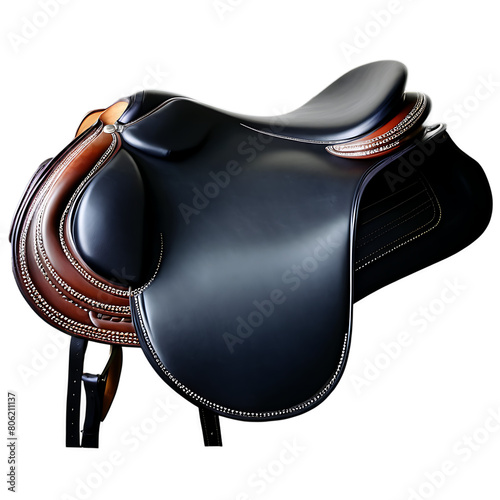 A handcrafted leather saddle with detailed tooling and stitching Transparent Background Images 