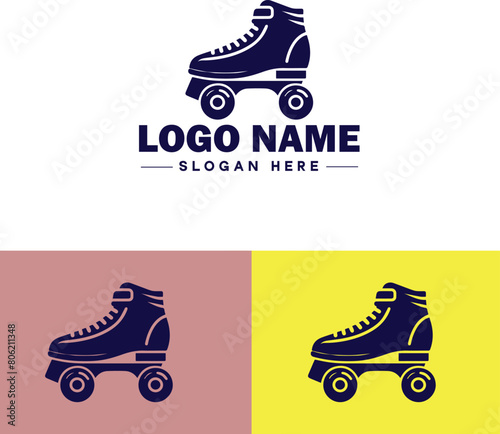 Roller skate icon Rollerblade Inline skate Quad skate flat logo sign symbol editable vector