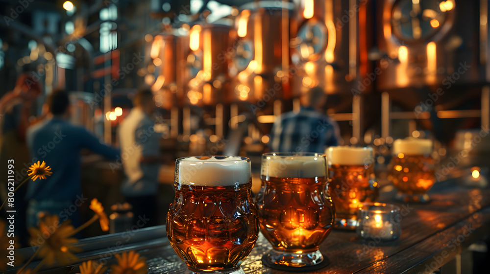 International Beer Day: Group Touring Craft Brewery, Learning Beer Making from Passionate Brewer - Ultra Realistic Photo Stock Concept International Beer Day: Group Touring Craft Brewery, Learning Beer Making from Passionate Brewer - Ultra Realistic Photo Stock Concept
