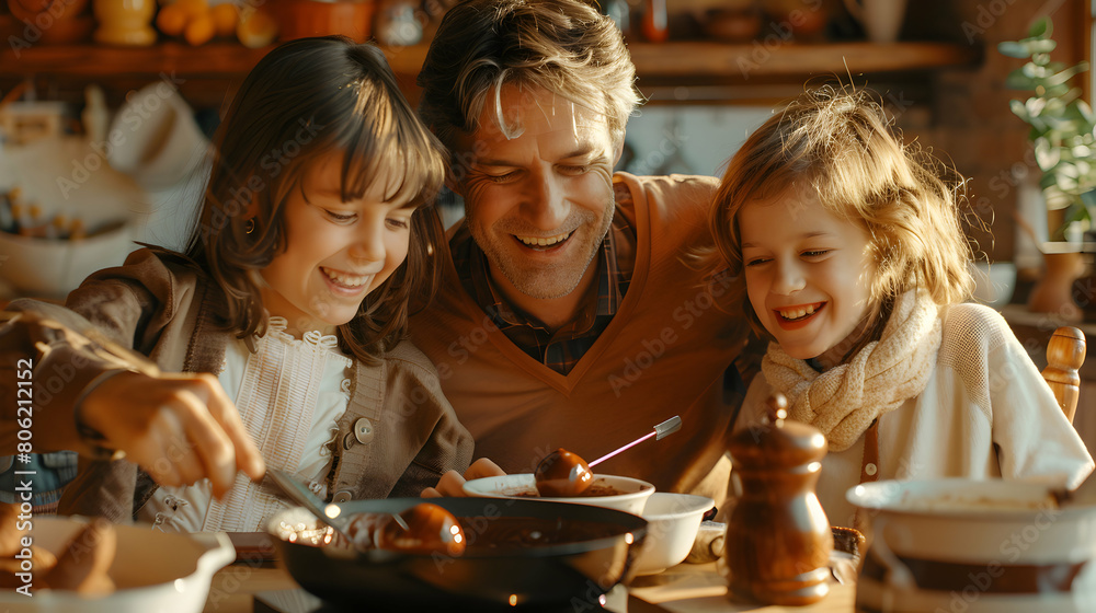 Joyful Family Moments: Authentic Chocolate Fondue Delight