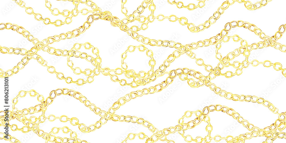 gold chain with loops seamless border. gold chain with loops seamless border.