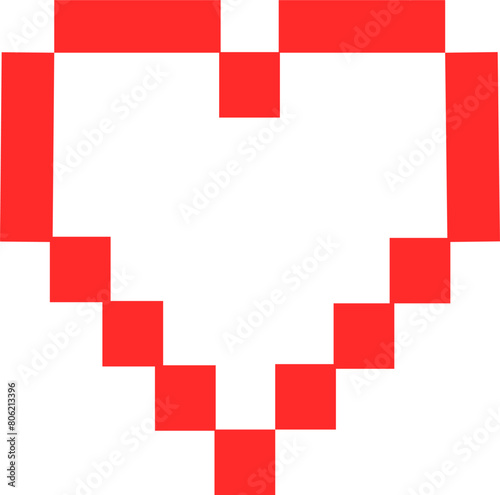 Beautiful collection of paper art with pixel heart in red color on white background. Geometric shape. Vector concept design. Old paper. Decorative symbol. Texture vector. Symbol, icon, creative.