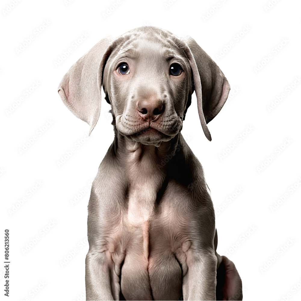 happy weimaraner dog puppy portrait isolated transparent