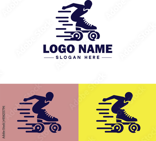 Roller skate icon Rollerblade Inline skate Quad skate flat logo sign symbol editable vector