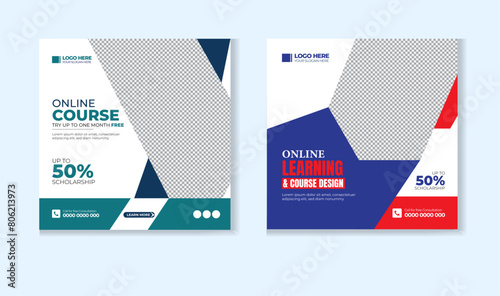 Online course social media post design template