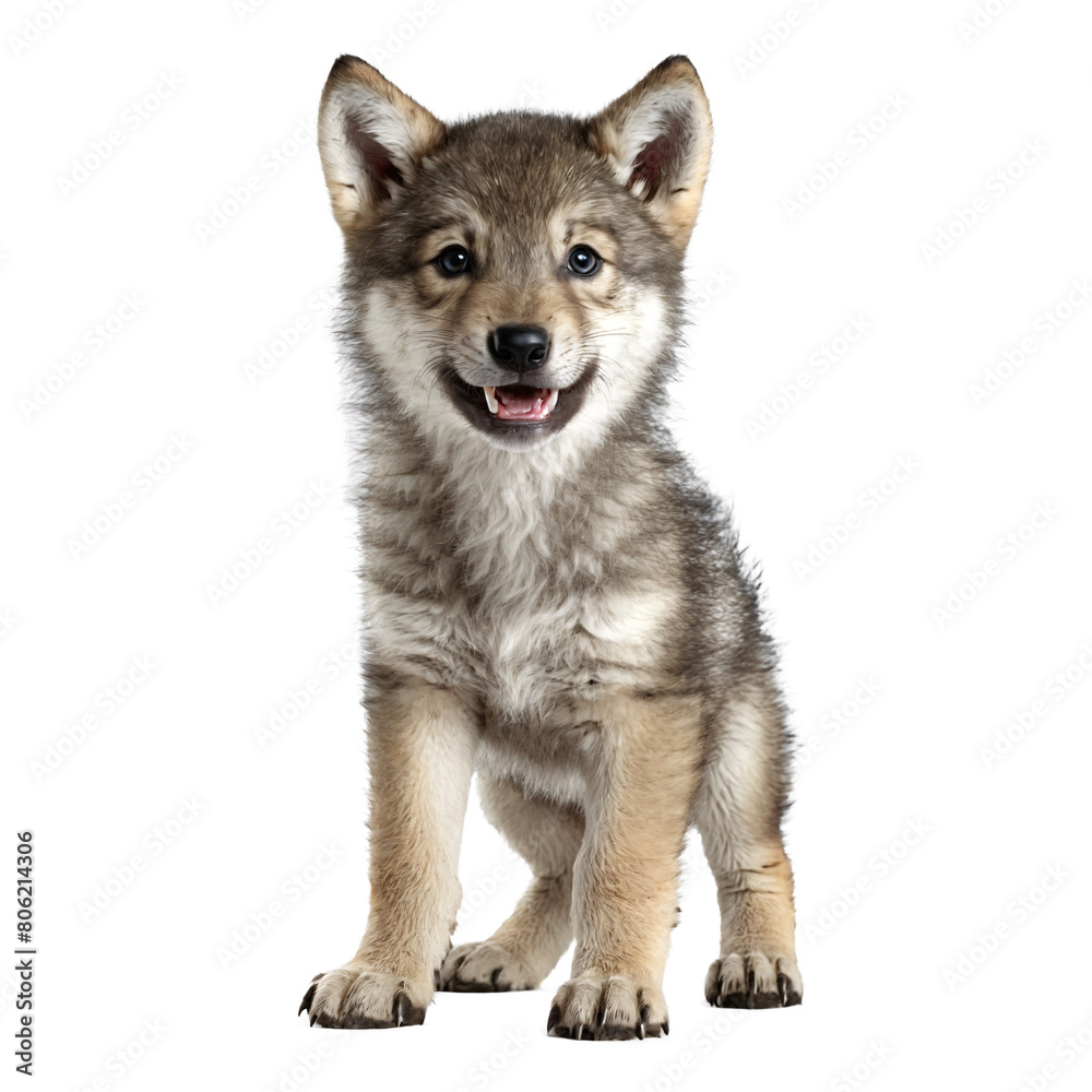 wolf puppy standing isolated transparent