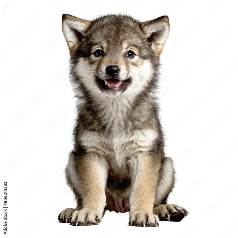 wolf puppy standing isolated transparent