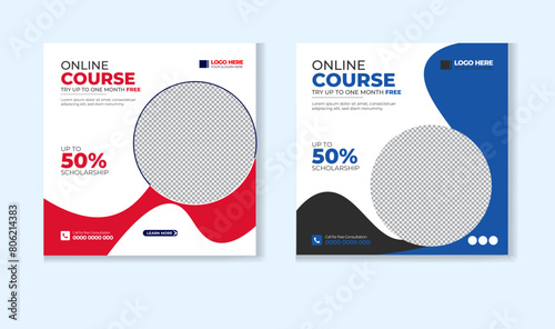 Online course social media post design template