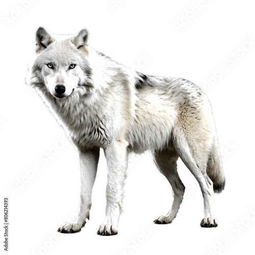 white wolf standing isolated transparent