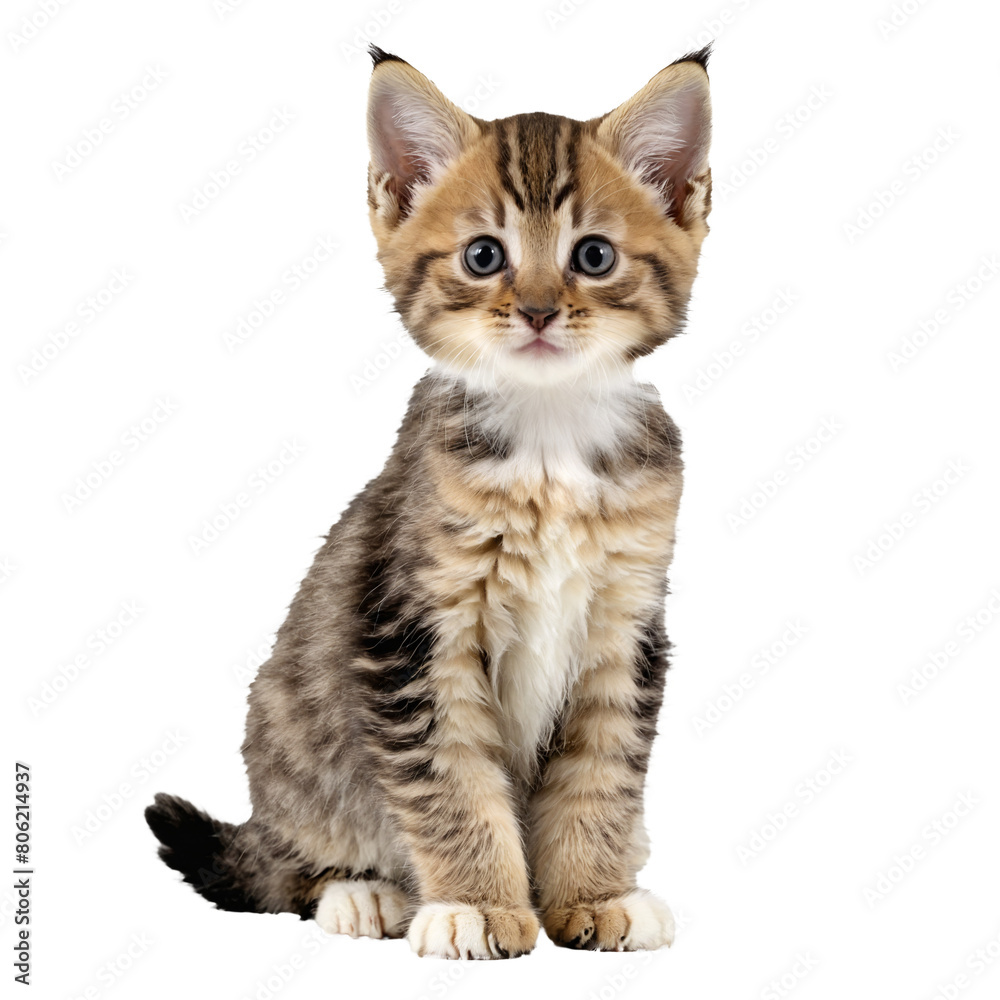 american bobtail cat kitten sitting isolated transparent photo