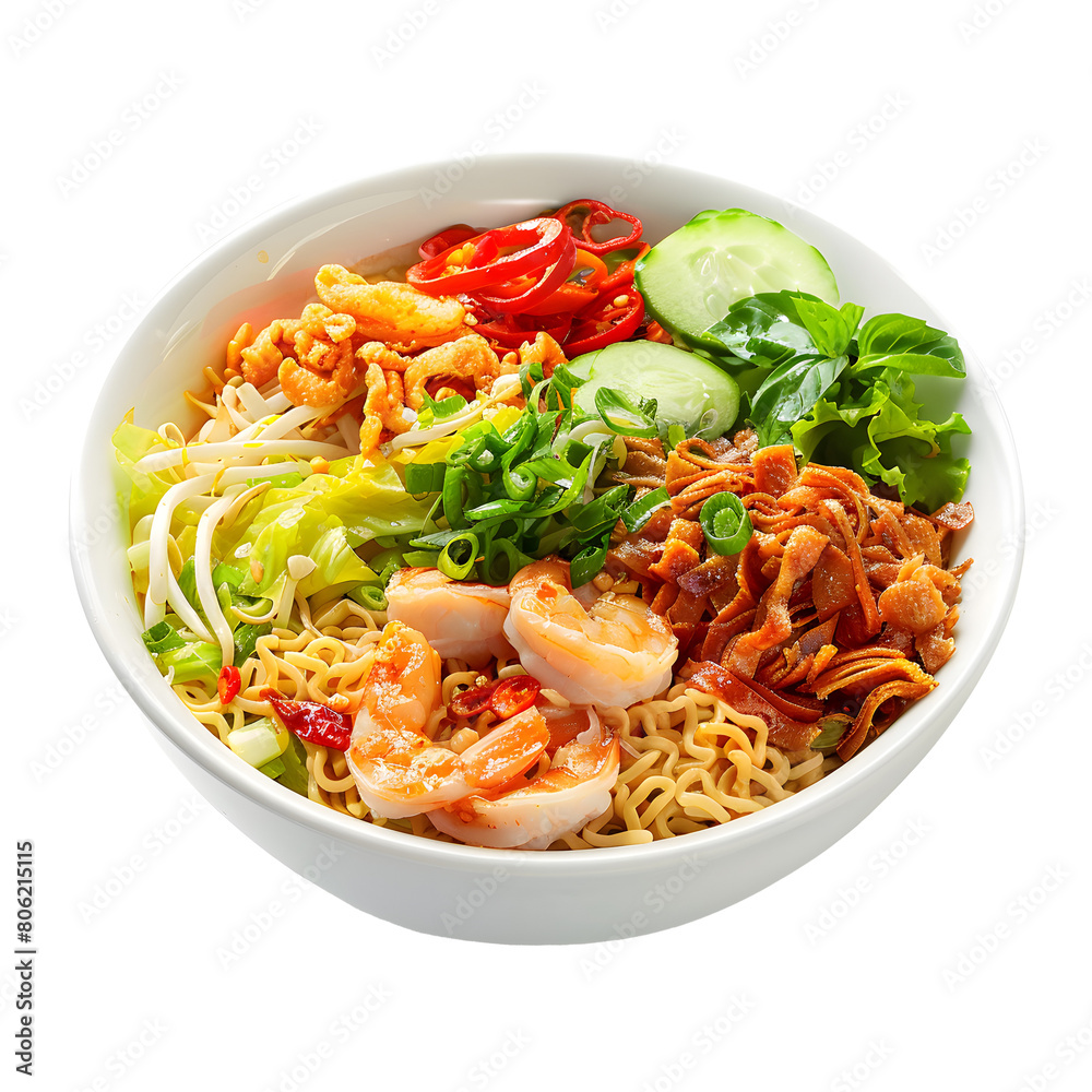 Delicious Noodles, Indonesian Culinary Delight, Isolated on Transparent Background. PNG