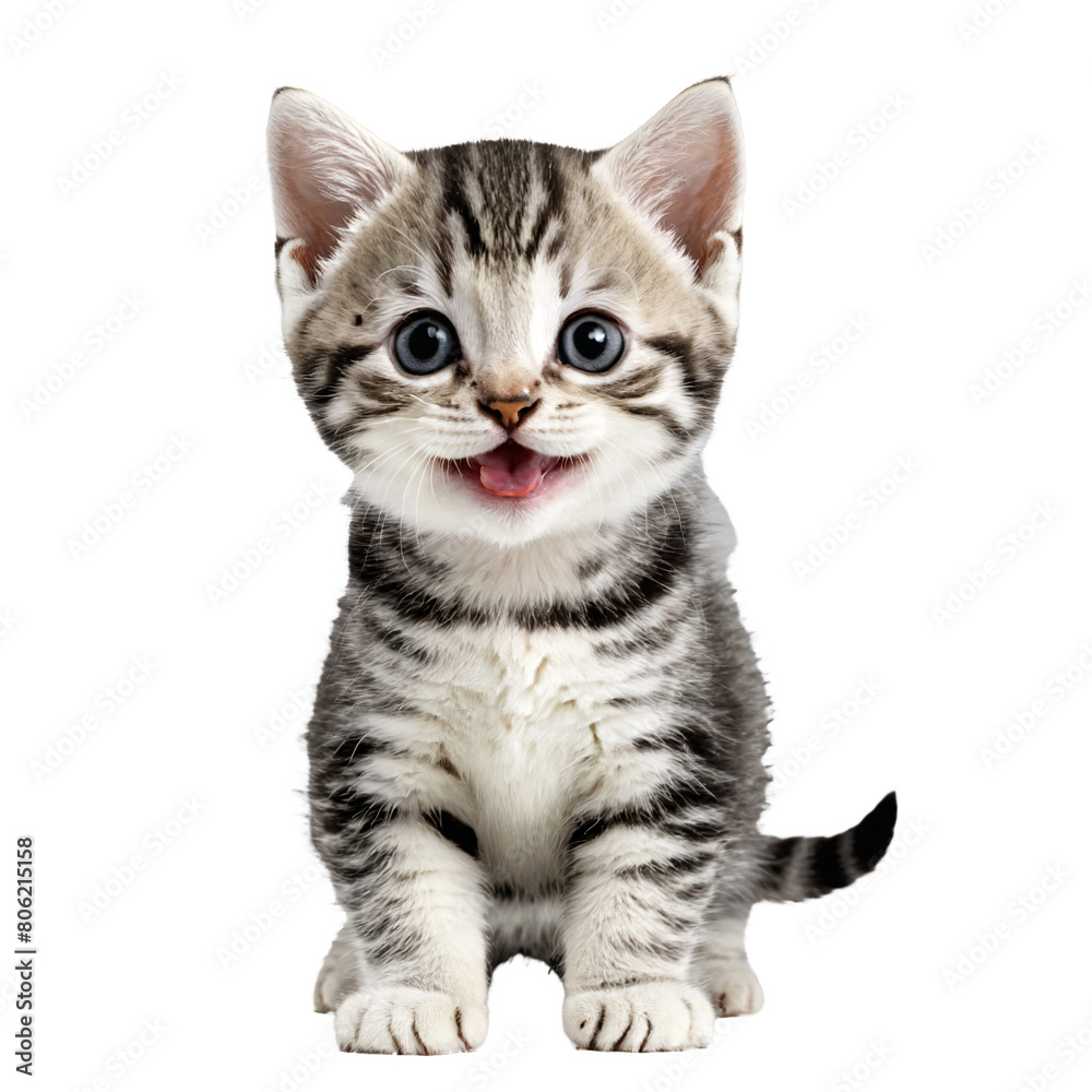 american shorthair cat kitten sitting isolated transparent photo