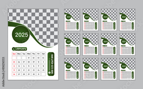 Wall calendar 2025 template