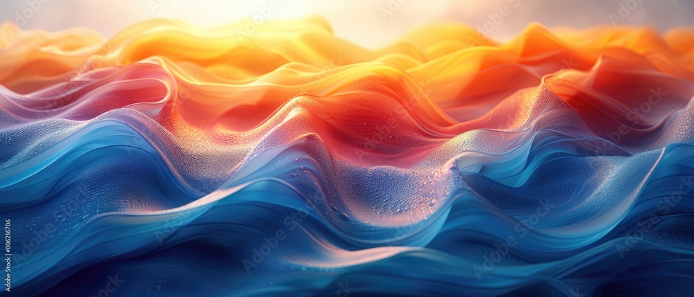 Obraz premium Design apps or products with an abstract background featuring soft pastel waves in gradient chartreuse, marigold, and azure hues