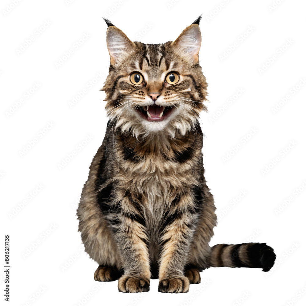 highander cat sitting isolated transparent photo