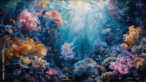 Underwater world. Bright colors of coral reefs and tropical fish. The beauty of the underwater world. photo