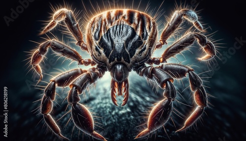 Close-Up View of an Intimidating Tick Highlighting Its Detailed Anatomy photo