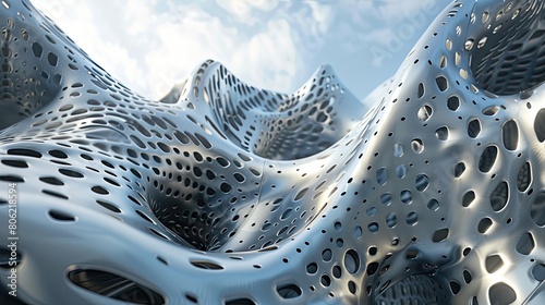 Close-up shots of futuristic structures and conceptual designs  photo