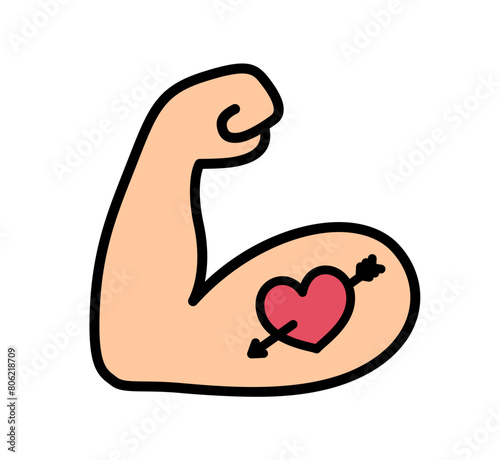 Flexing arm bicep with tattoo emoji icon